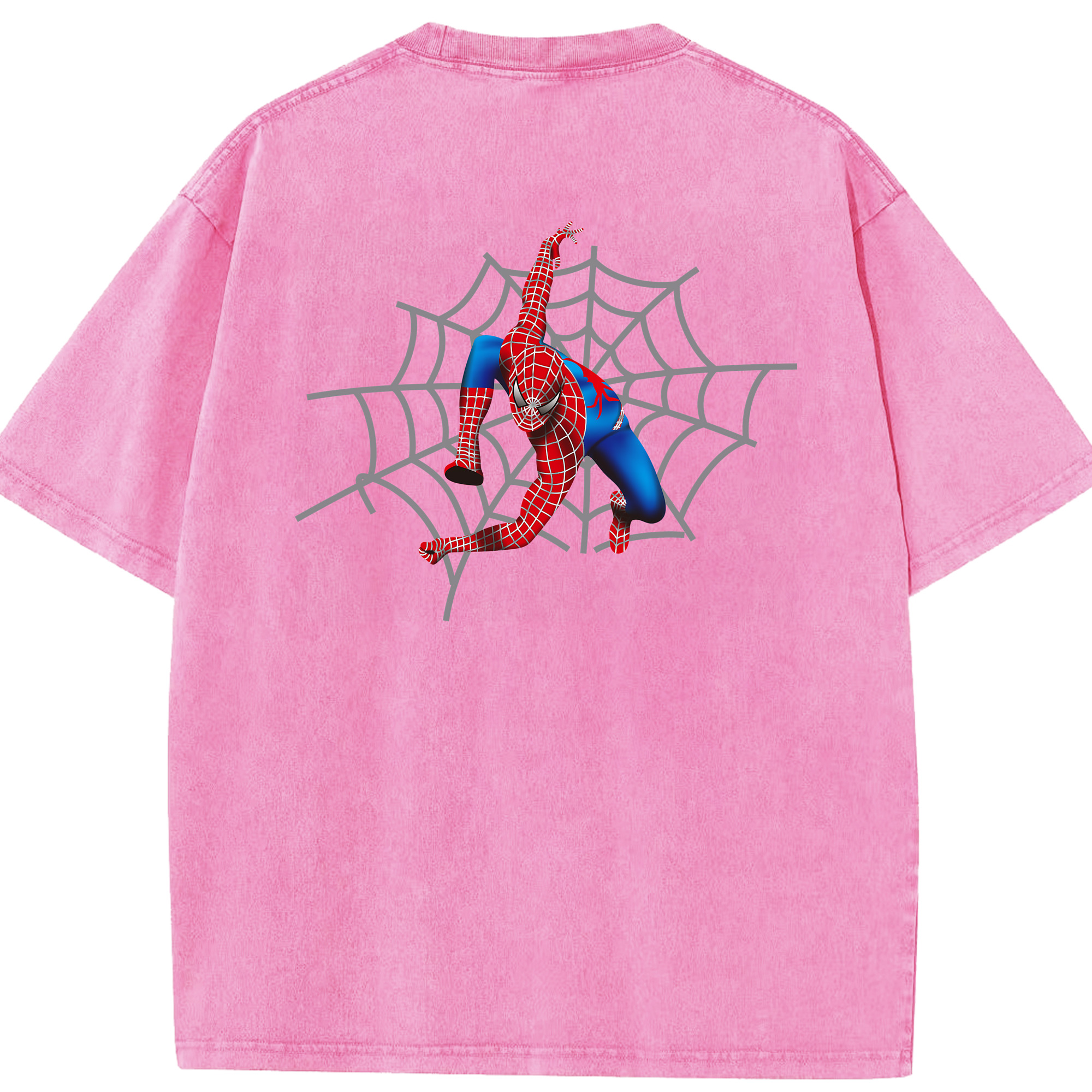 （画像用） Spider Man スパイダーマン 綿100% ヴィンテージ風 半袖Tシャツ（背面プリント）